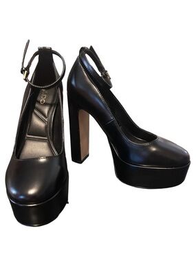 Aldo Black Mary Jane Jacey Ankle Strap Platform Heels Size 6